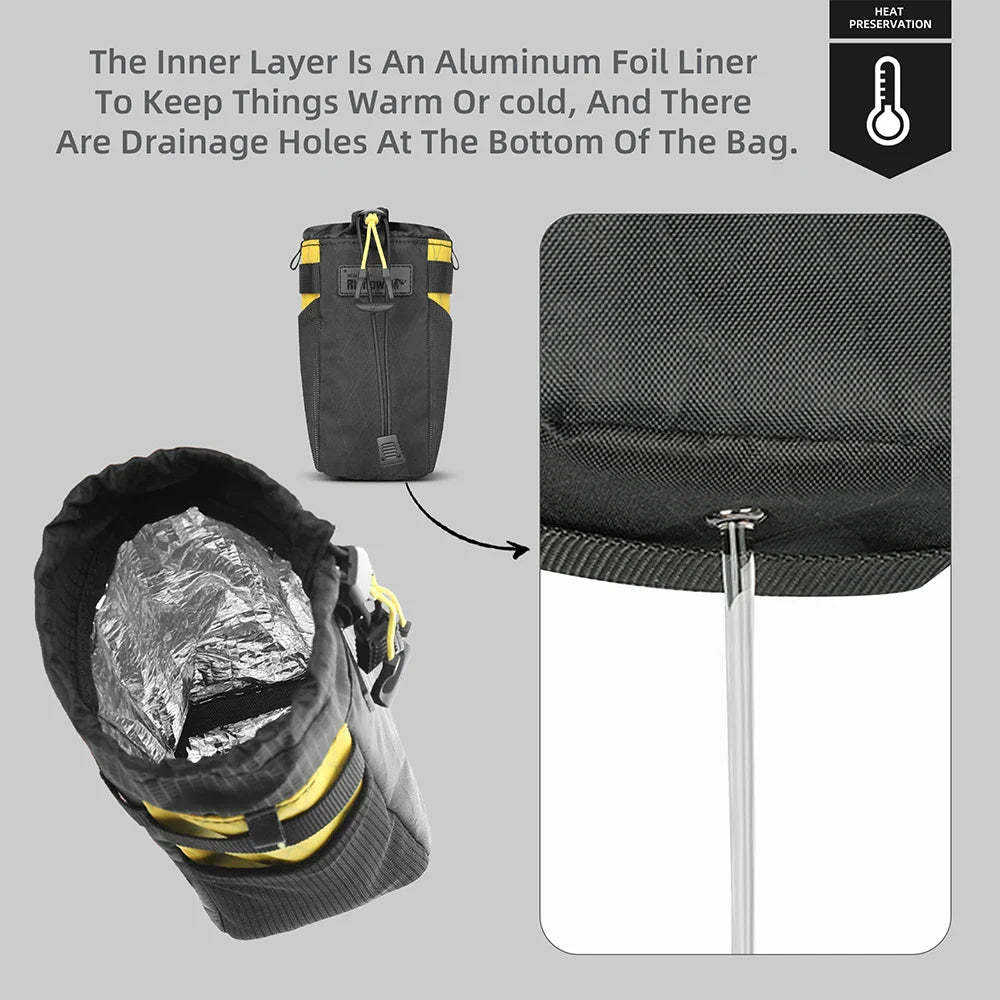 Insulated Handlebar Tool Bag 1L Nylon Carrier Pouch Yellow