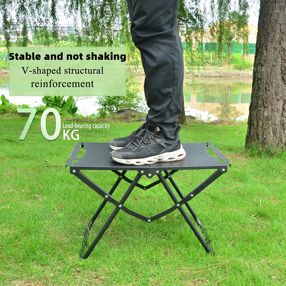 Foldable Hollowed Surface Camping Table Black