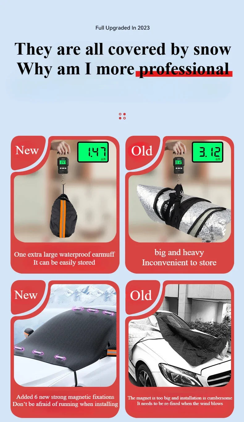 Magnetic Car Windshield Snow Cover Sunshade Frost Protector Black