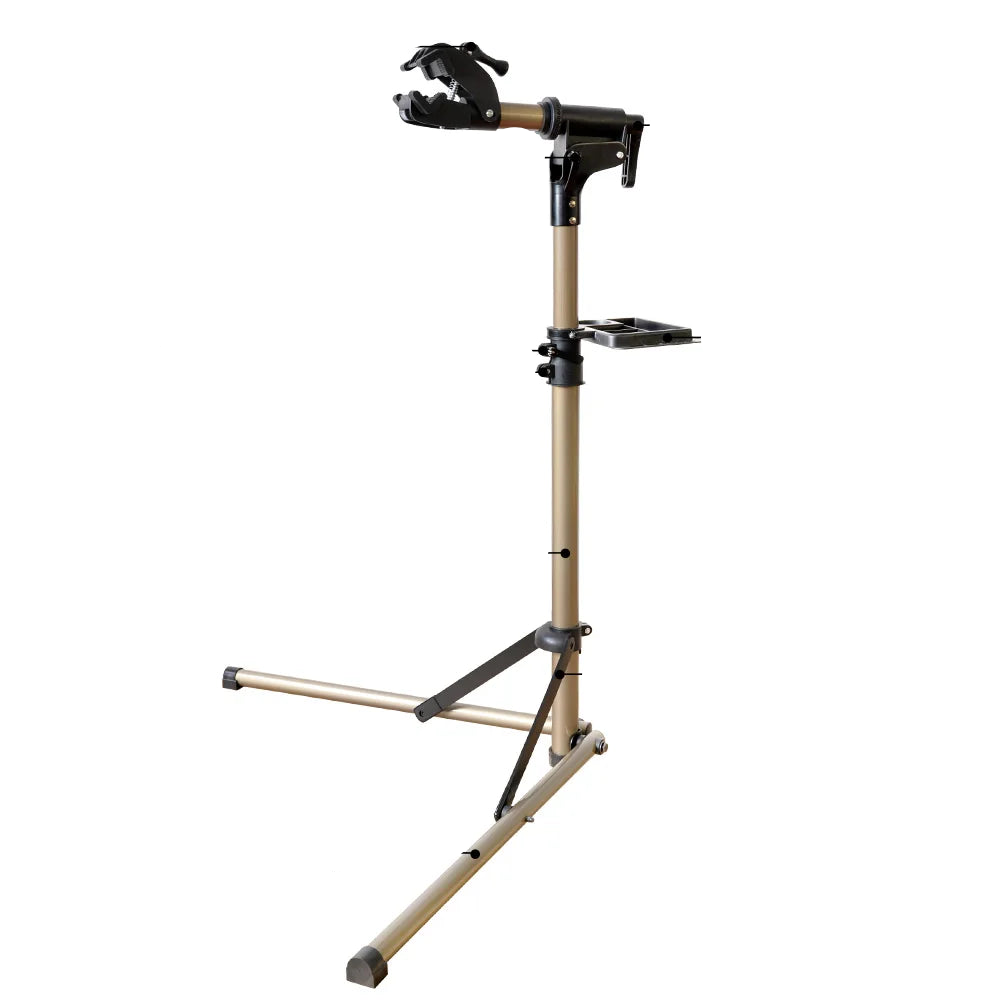 Adjustable Aluminum Bike Repair Stand with Foldable Storage Gold