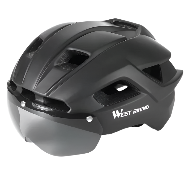 Ultralight Cycling Helmet with Magnetic Goggles LED Taillight Titanium