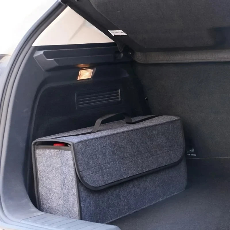 Anti-Slip Car Trunk Organizer–Foldable Felt Storage Box Grey