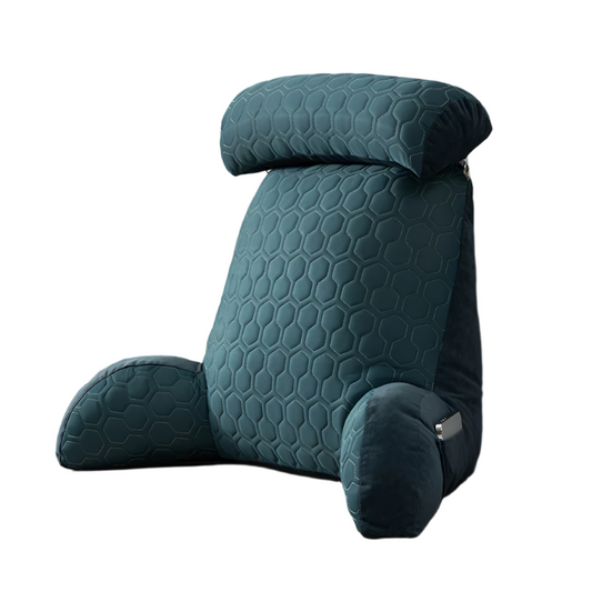 Bed Reading Pillow with Arms Backrest Cushion with Neck Support Blue