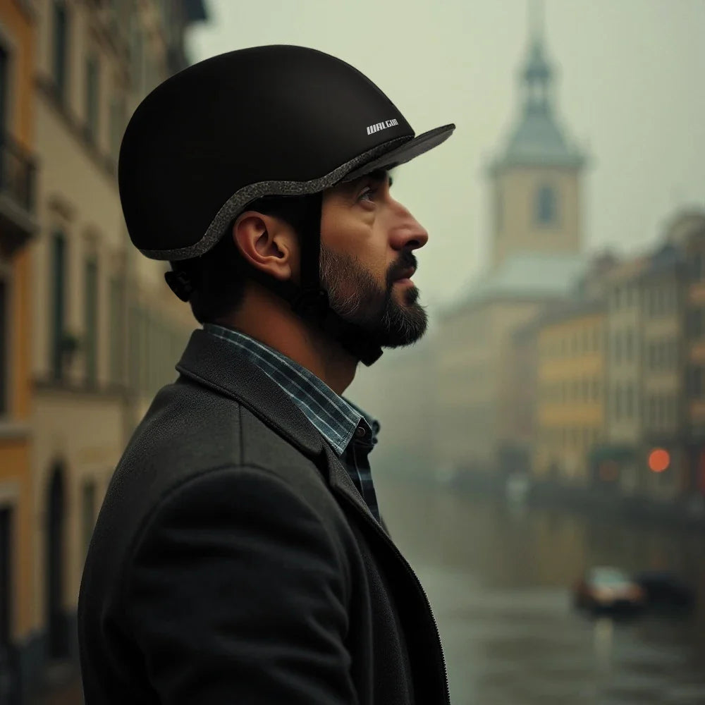 Urban Cycling Helmet Vintage-Style Safety Helmet Black