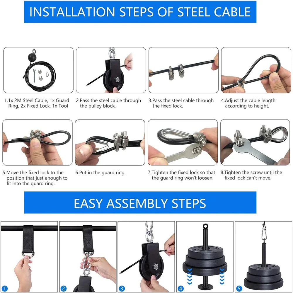 Pulley Cable System Pull Down Lift Attachment Black