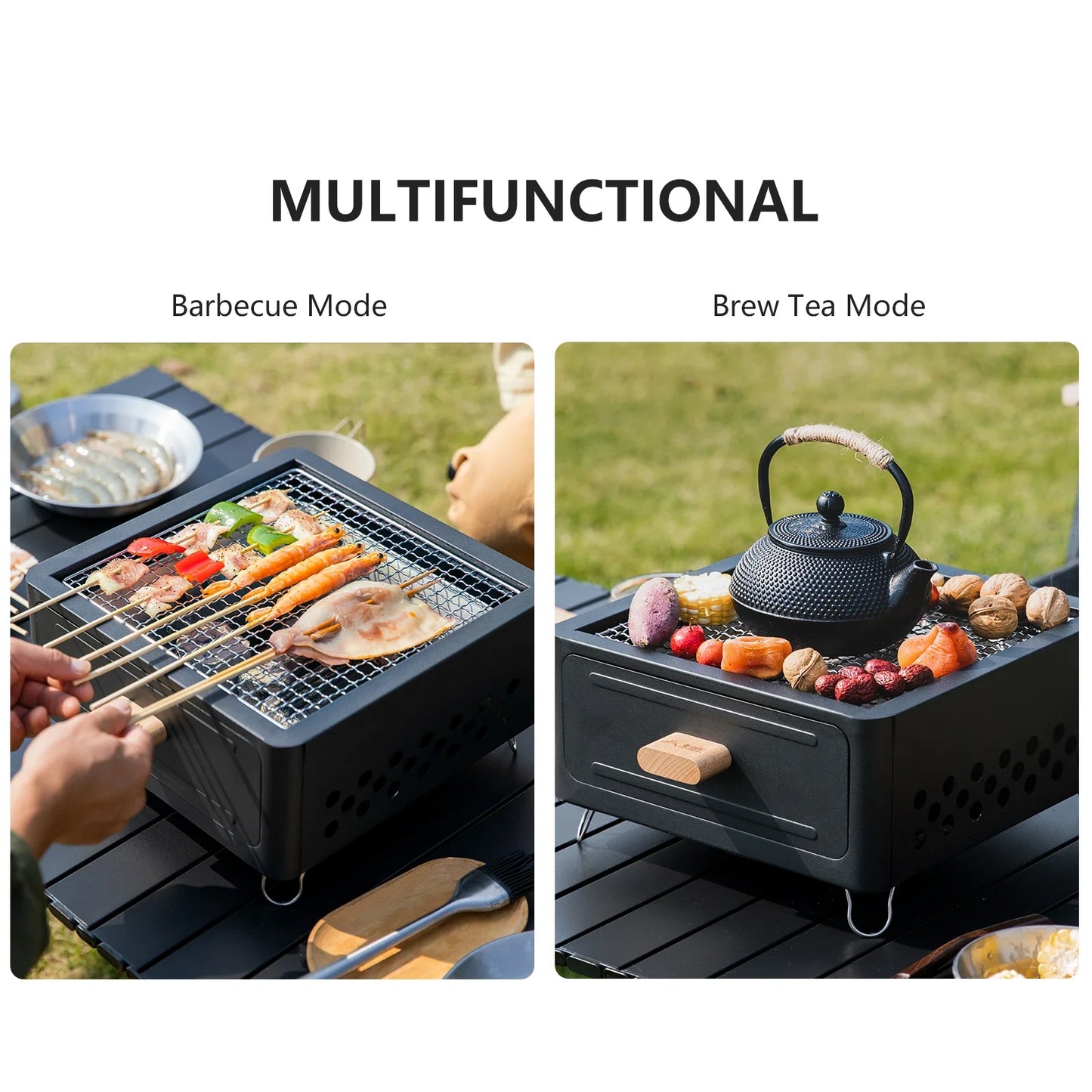 Multi-Functional Camping Stove Grill Black