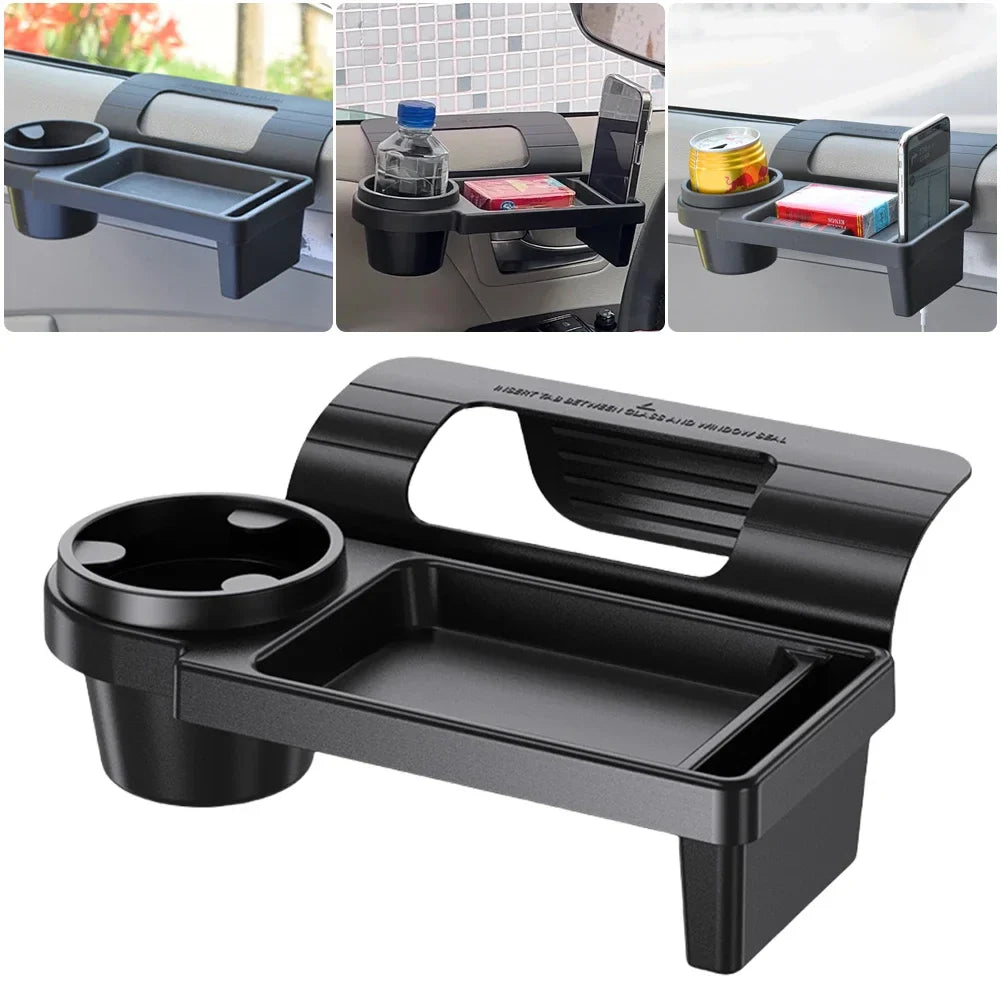 Multifunctional Car Side Door Hanging Organizer with Cup Holder Black