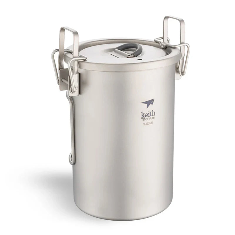 Titanium Steamer Pot Camping Cookware Silver