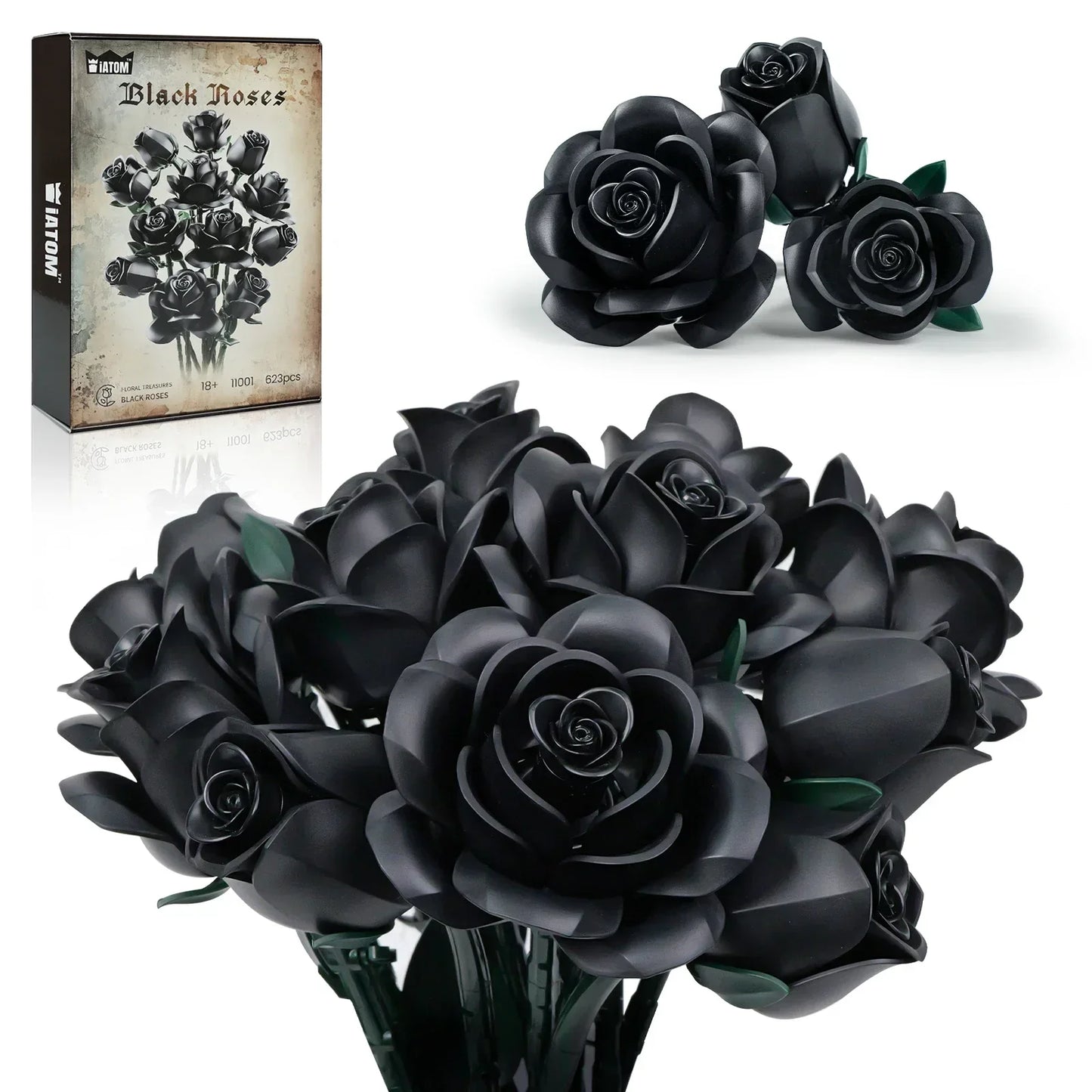 Black Rose Building Block Set Gothic Bouquet (12 PCS)