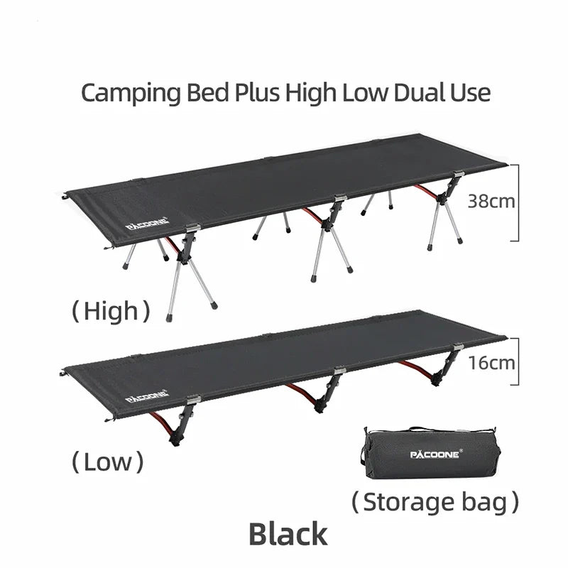 Lightweight Camping Cot Collapsible Sleeping Bed Black