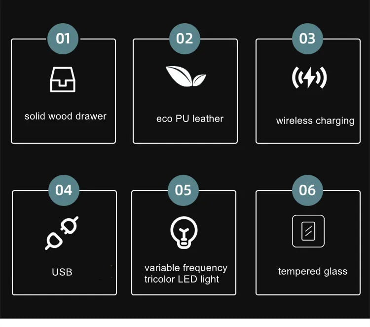 Smart Narrow Nightstand - Wireless Charging, Modern Design