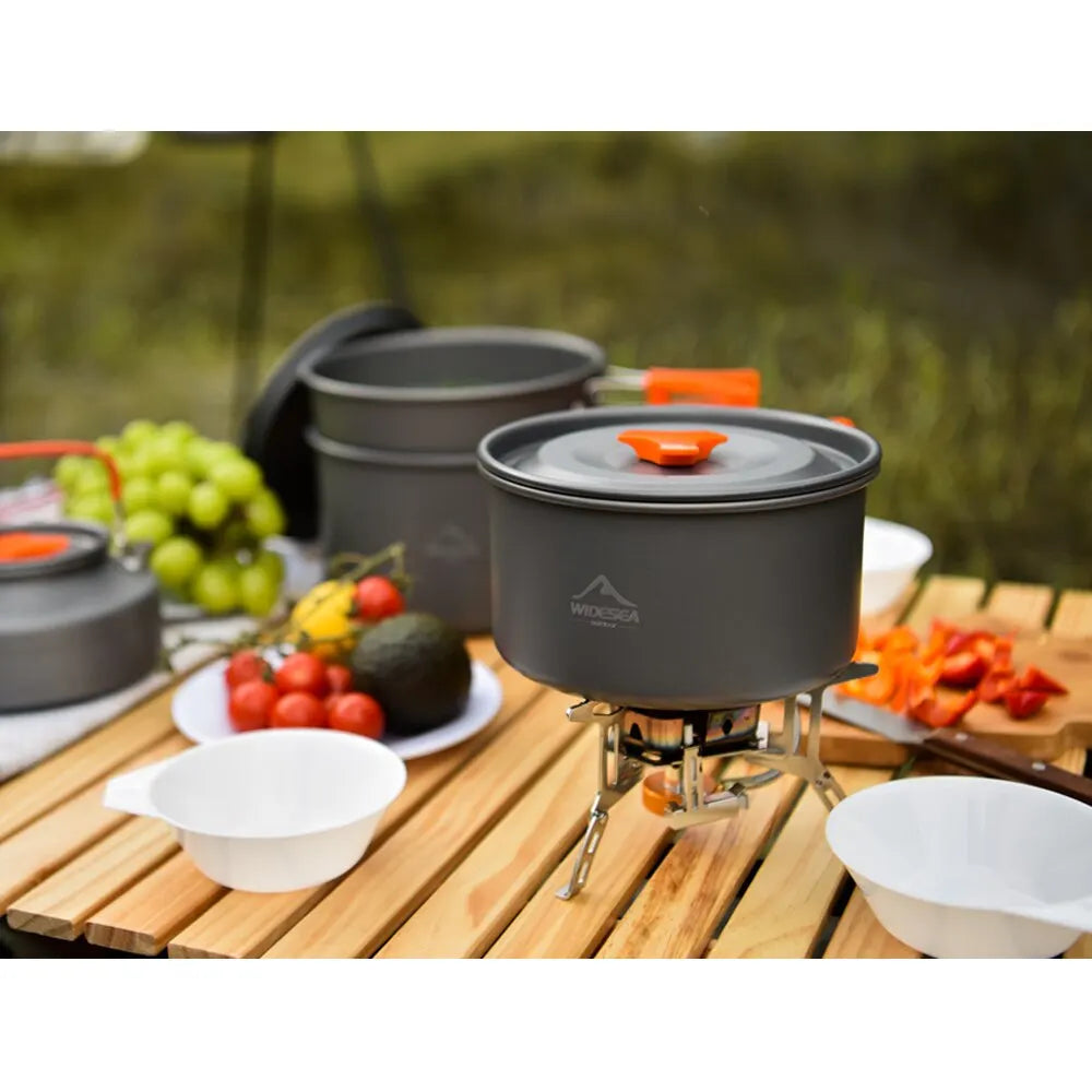 Foldable Aluminum Camping Cookware Tableware Set Black