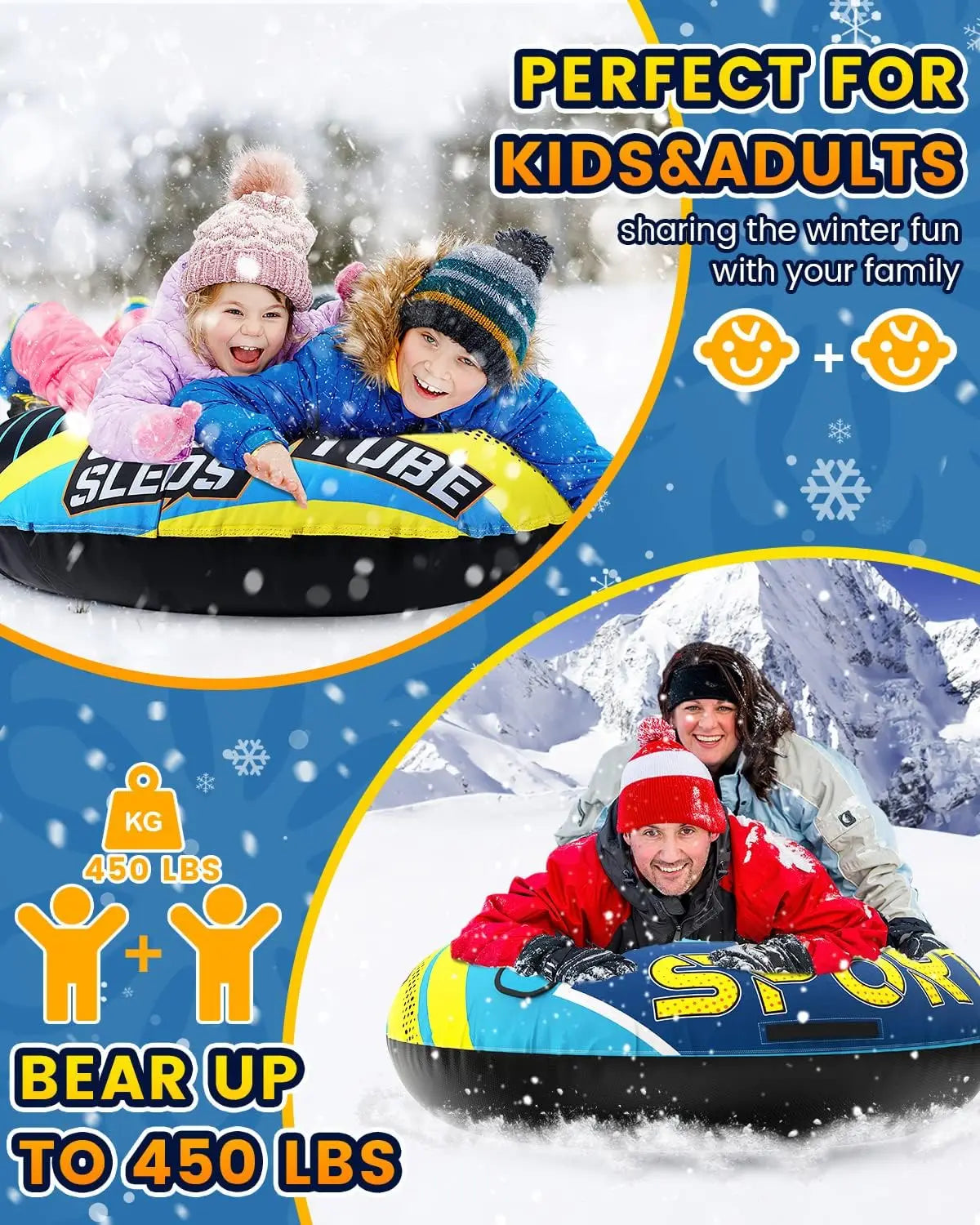 Inflatable Snow Sled Tubing with Handles