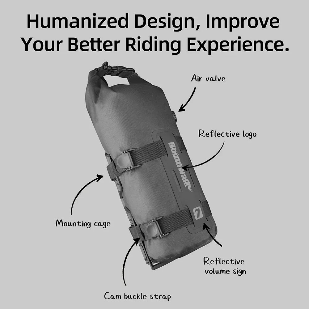 Waterproof 4L Bike Front Fork Bag PC Set with Mounting Base Black