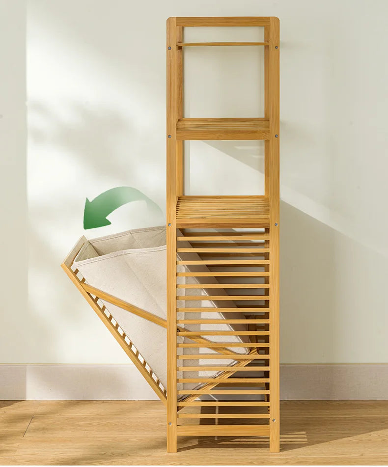 4-Tier Laundry Hamper with Tilt-Out Basket | Bathroom Storage Shelf Organizer