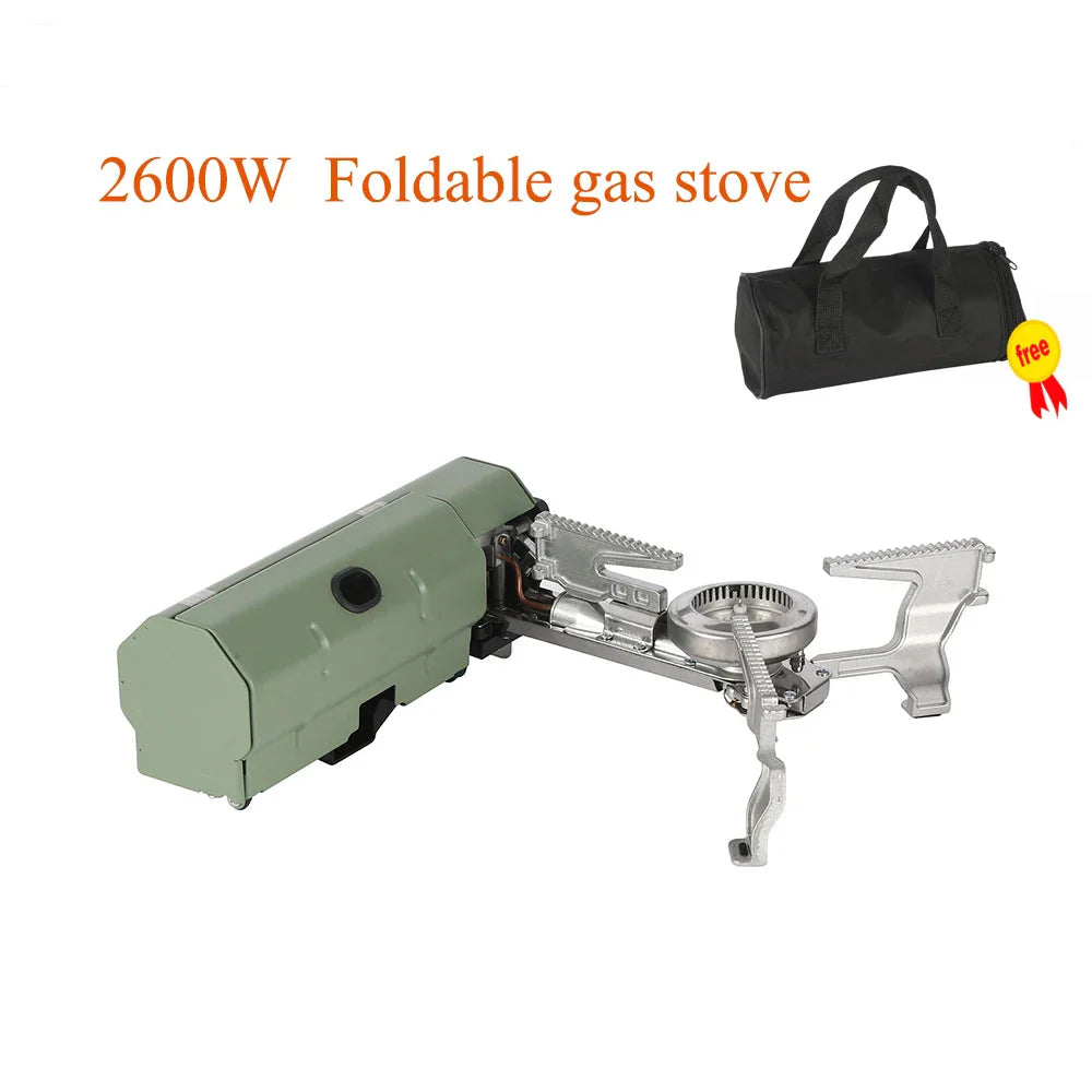 2600W Portable Folding Gas Camping Stove Stainless Steel Green