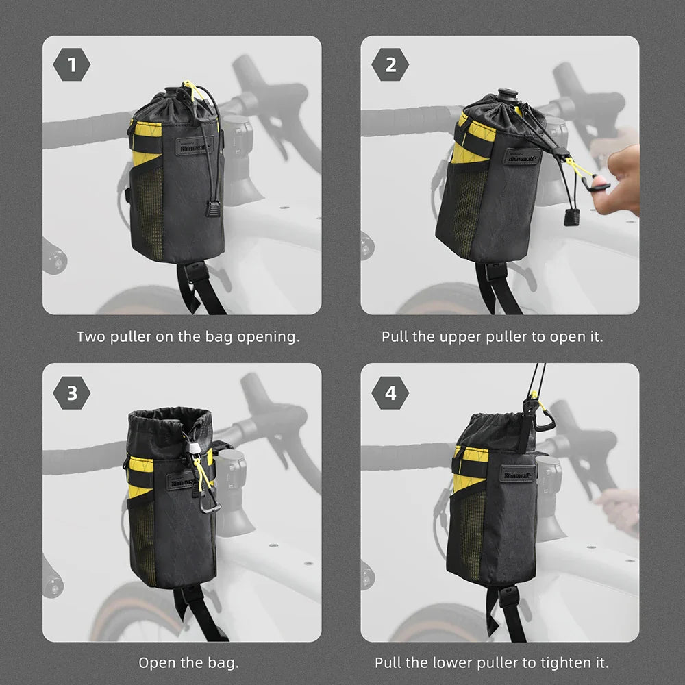 Insulated Handlebar Tool Bag 1L Nylon Carrier Pouch Yellow