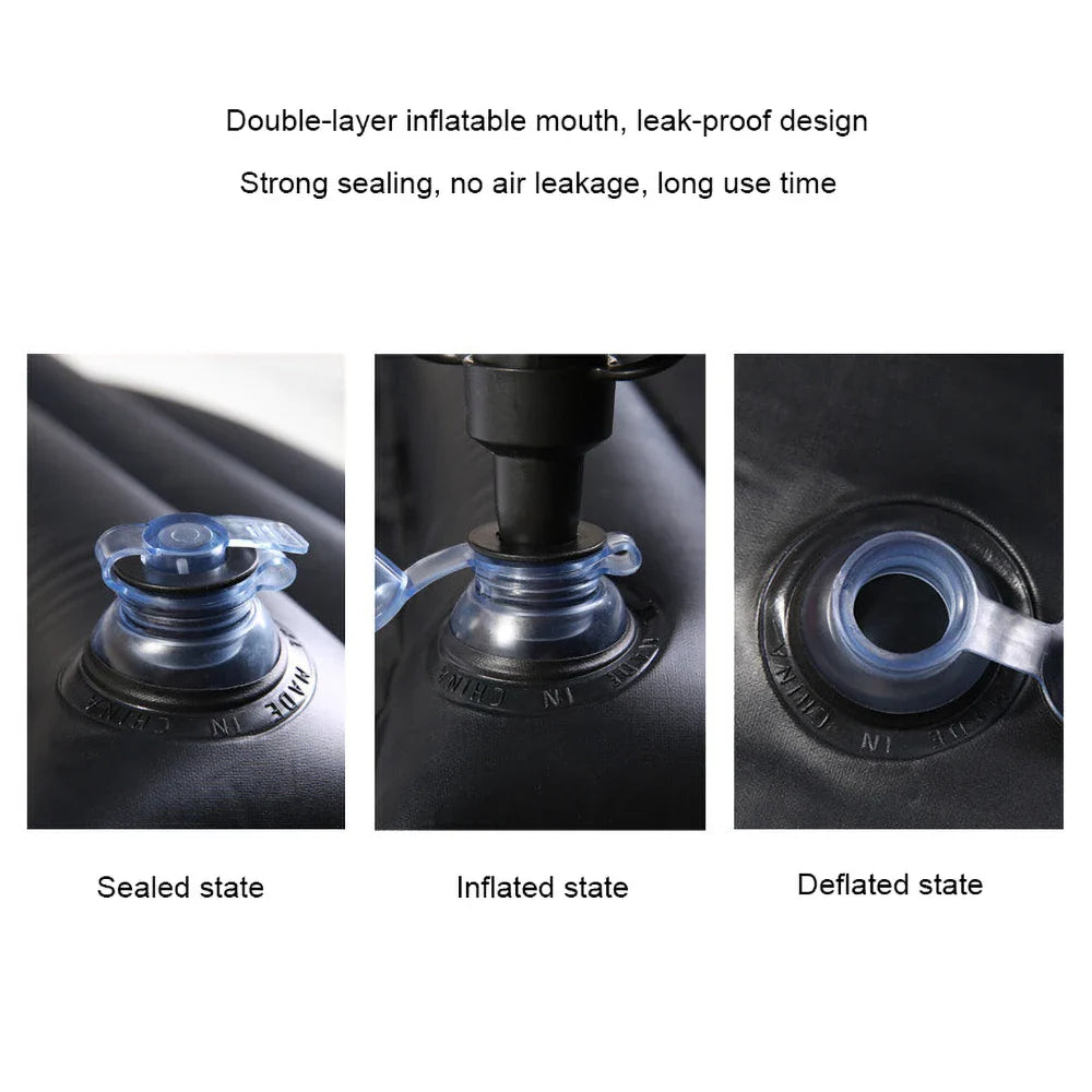 Universal Car Air Inflatable Travel Mattress Back Seat Bed with Pillow Grey