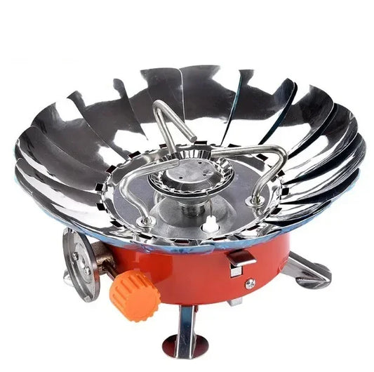 Windproof Mini Folding Camping Gas Stove Red