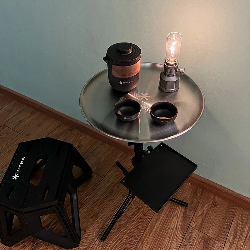 Outdoor Portable Folding Table with Shelf