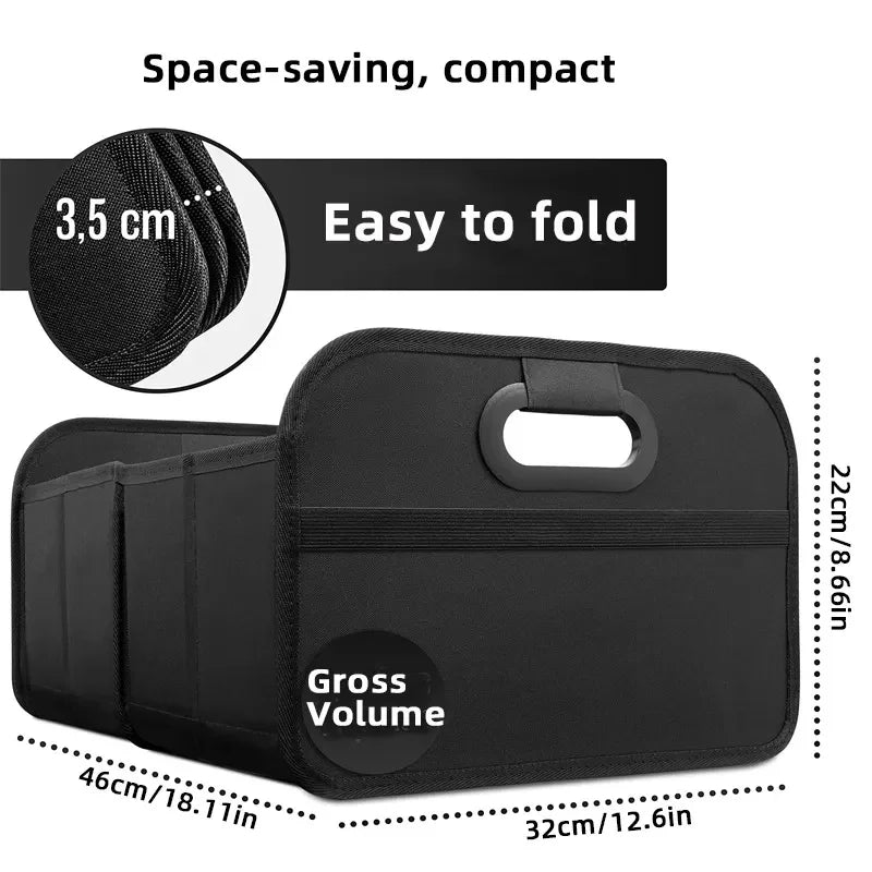 Large Collapsible Trunk Storage Box with Multi Pockets Black