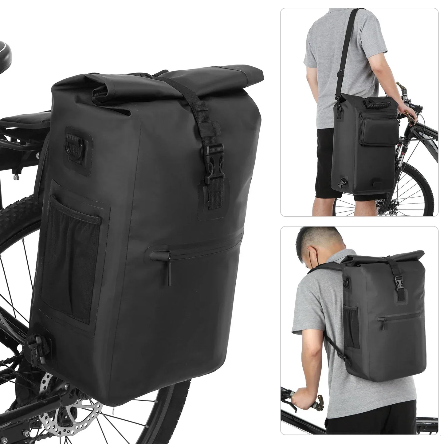 3-in-1 Waterproof Bike Pannier Bicycle Rear Rack Bag