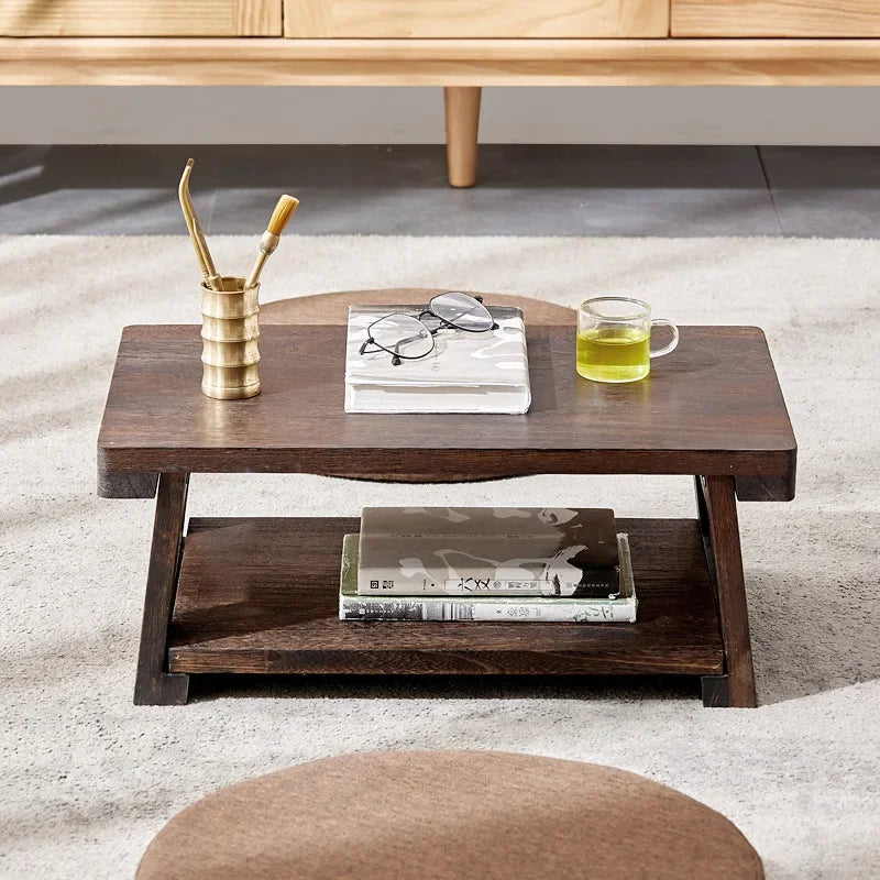 Adjustable Solid Wood Tatami Tea Table - Versatile Folding Japanese Household Furniture