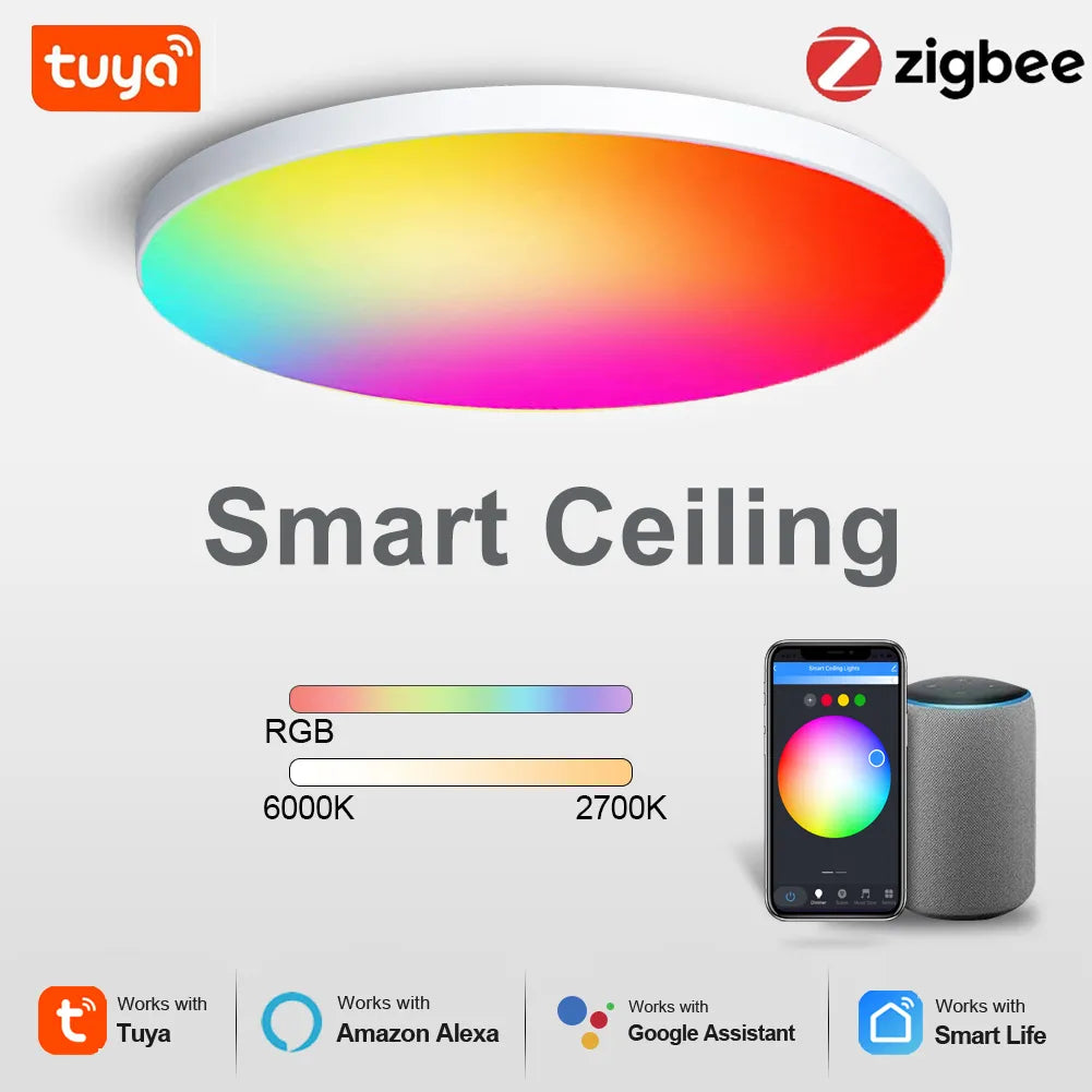 Smart Home Lighting: Tuya Zigbee 3.0 WiFi RGBW LED Ceiling Lamp
