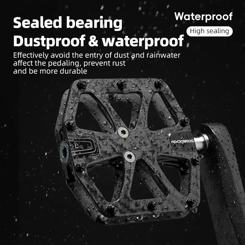 Ultra-Light T700 Carbon Fiber Bicycle Pedals 3-Bearing Black