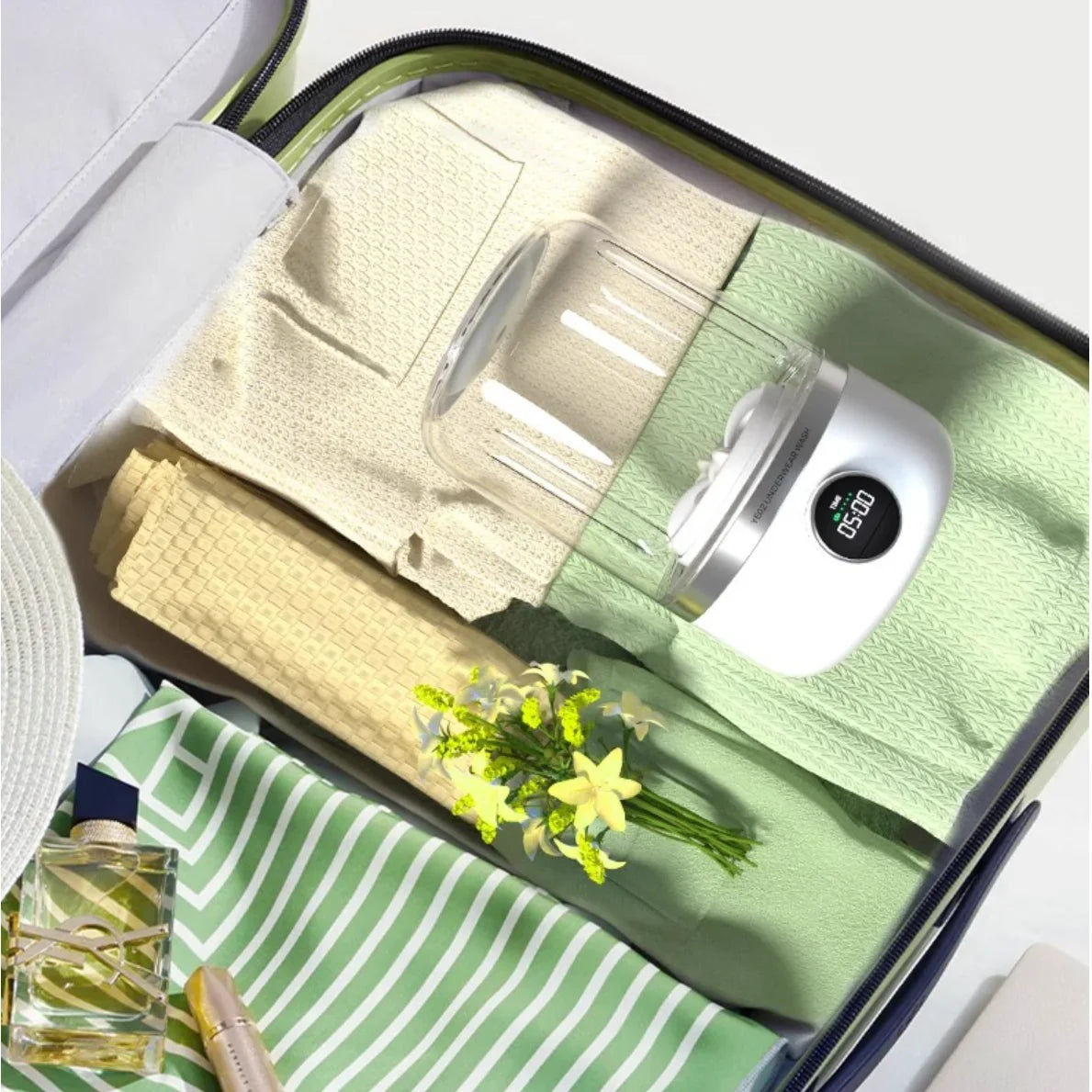 Wireless Mini Washing Machine 1L Portable Laundry Bucket White
