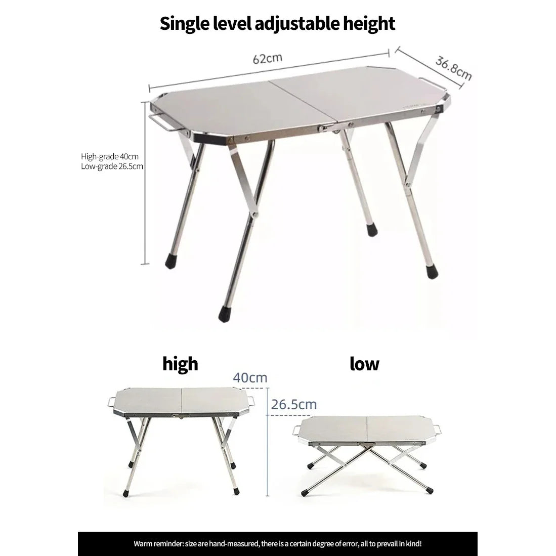Outdoor Folding Steel Table Tactical Use Silver