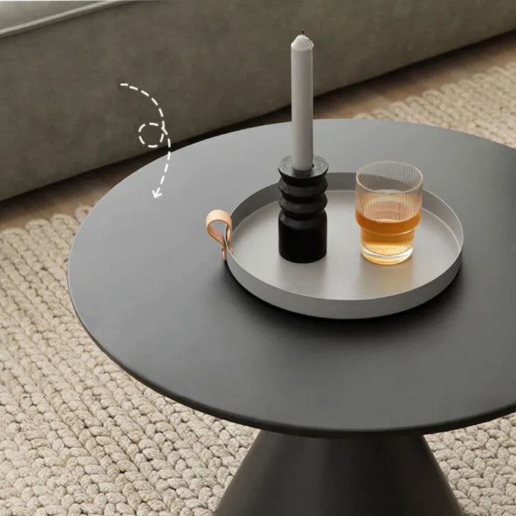 Elegance Defined: Handcrafted Round Metal Coffee Table in Small Black