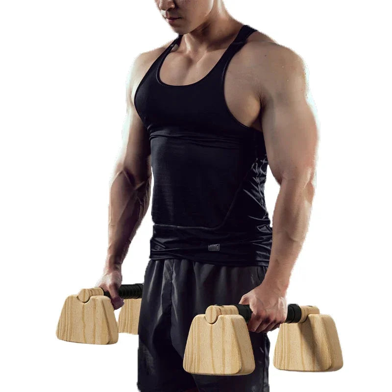 50cm Wooden Push-Up Bars Beech Wood Brown