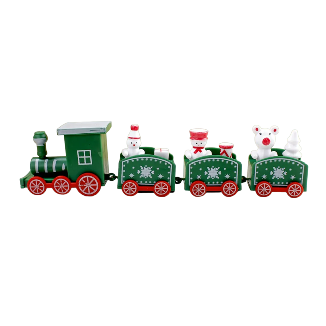 Whimsical Green Plastic Christmas Train Decoration for Children