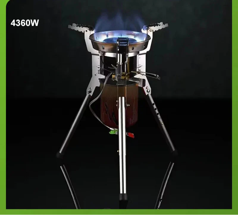 Adjustable Height Outdoor Gas Stove Foldable Windproof Burner Silver