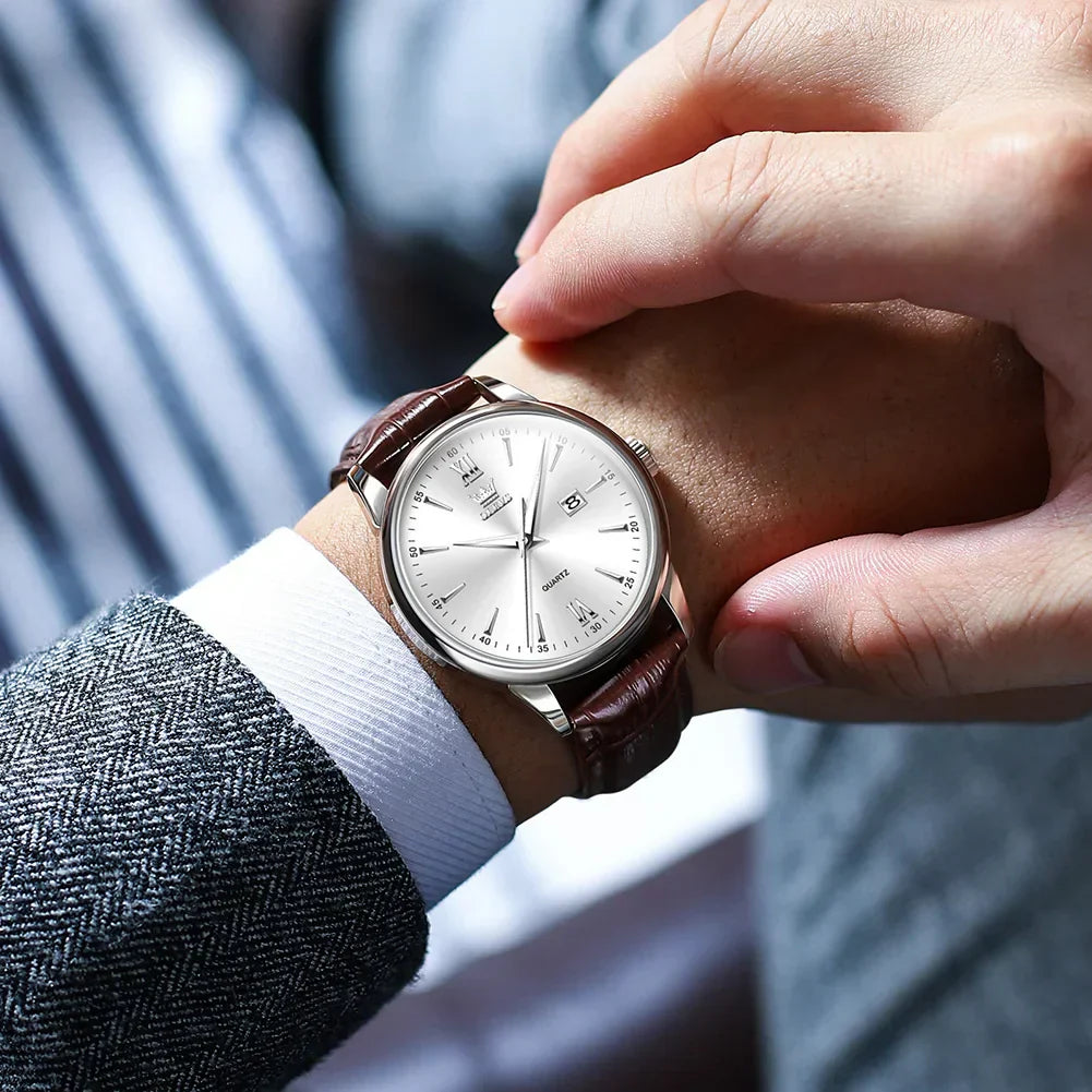 Classic Luxury Men's Leather Quartz Watch