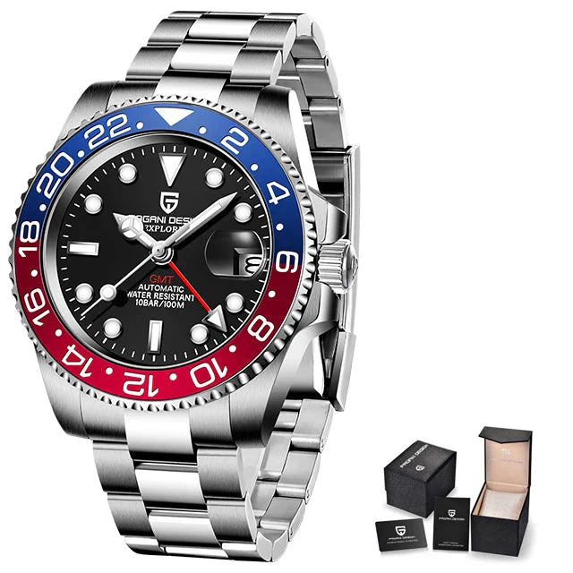 Men's Automatic Mechanical Sapphire Watch (Blue Red)