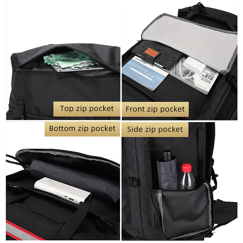 Tactical Backpack with Reflective Strips Black