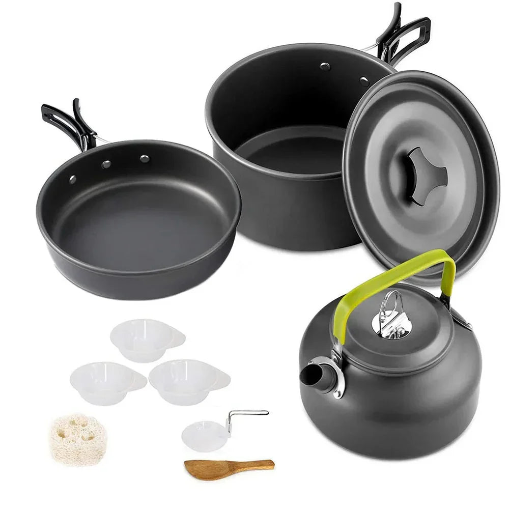 11-Piece Outdoor Camping Cookware Set Black