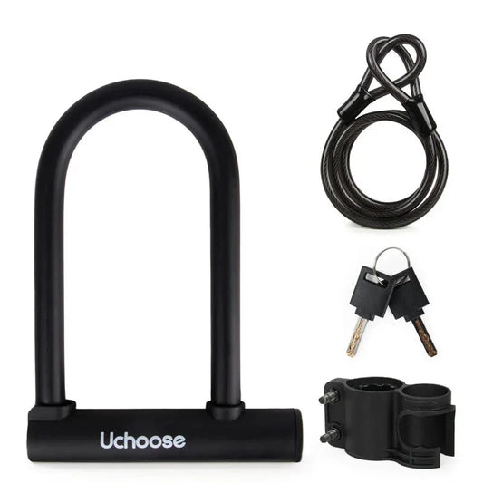 Heavy-Duty U-Shaped Motorcycle & Bicycle Anti-Theft Lock Black
