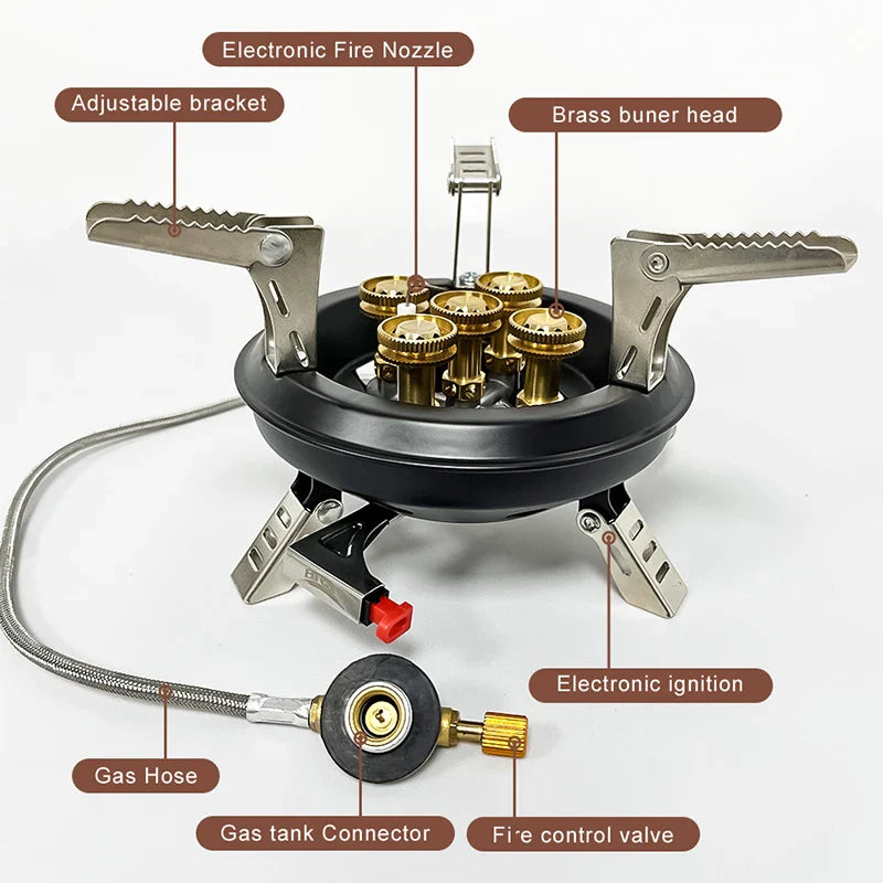 16000W High-Pressure Camping Gas Stove Black