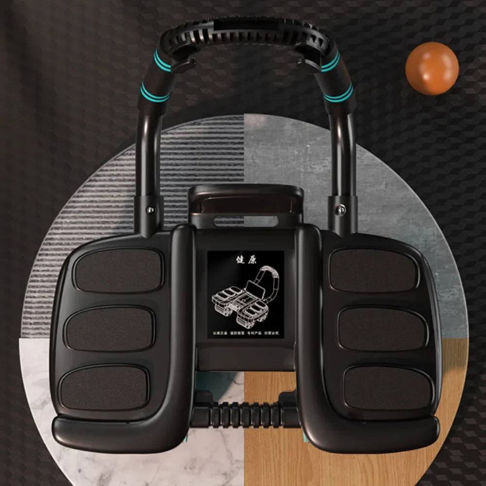 Six-Wheel Abdominal Exercise Roller Automatic Rebound Black