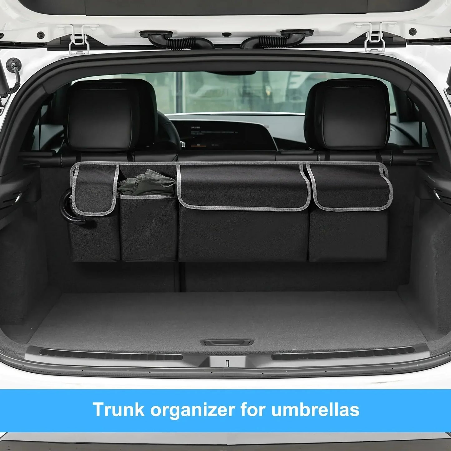 2-in-1 Car Trunk & Backseat Organizer High-Capacity Oxford Storage Bag Black