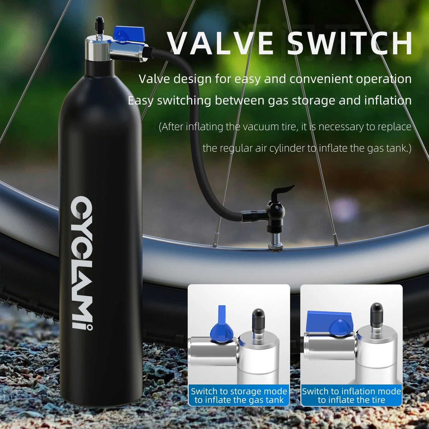 Aluminum Alloy 1.3L Tire Booster High-Pressure Air Tank with Valve Black