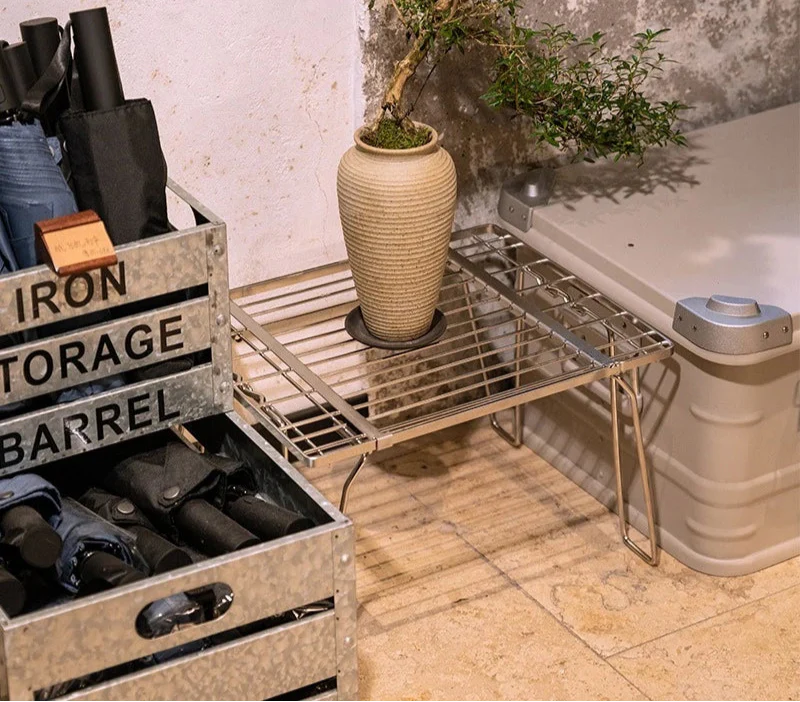 Stainless Steel Telescopic Folding Storage Rack Stand Silver