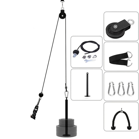 Nine-Piece Pulley Fitness Accessories Kit Black