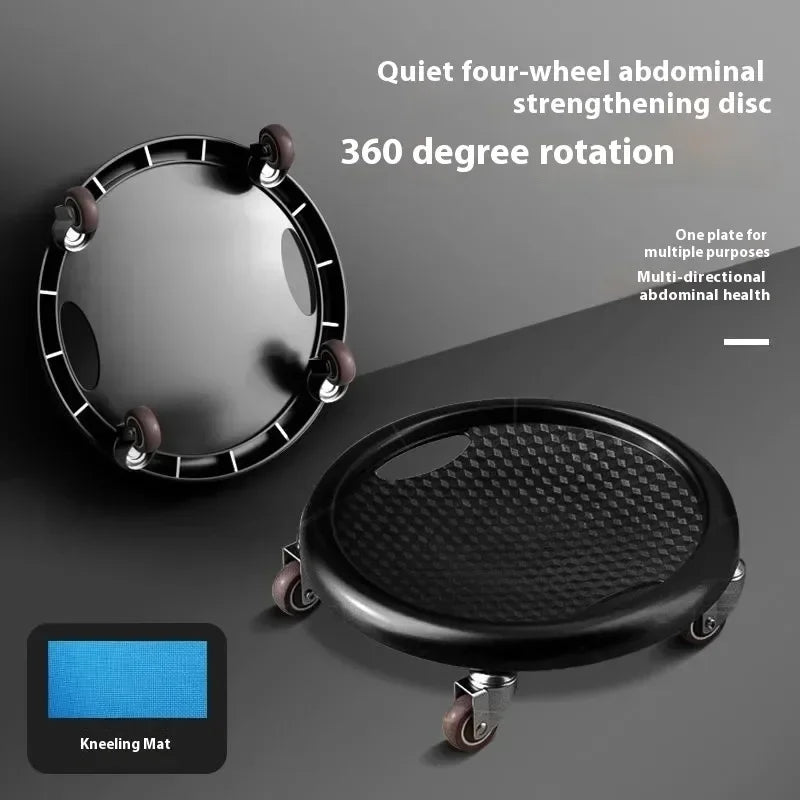 Multi-Directional Ab Wheel Roller Compact Sliding Plate Black