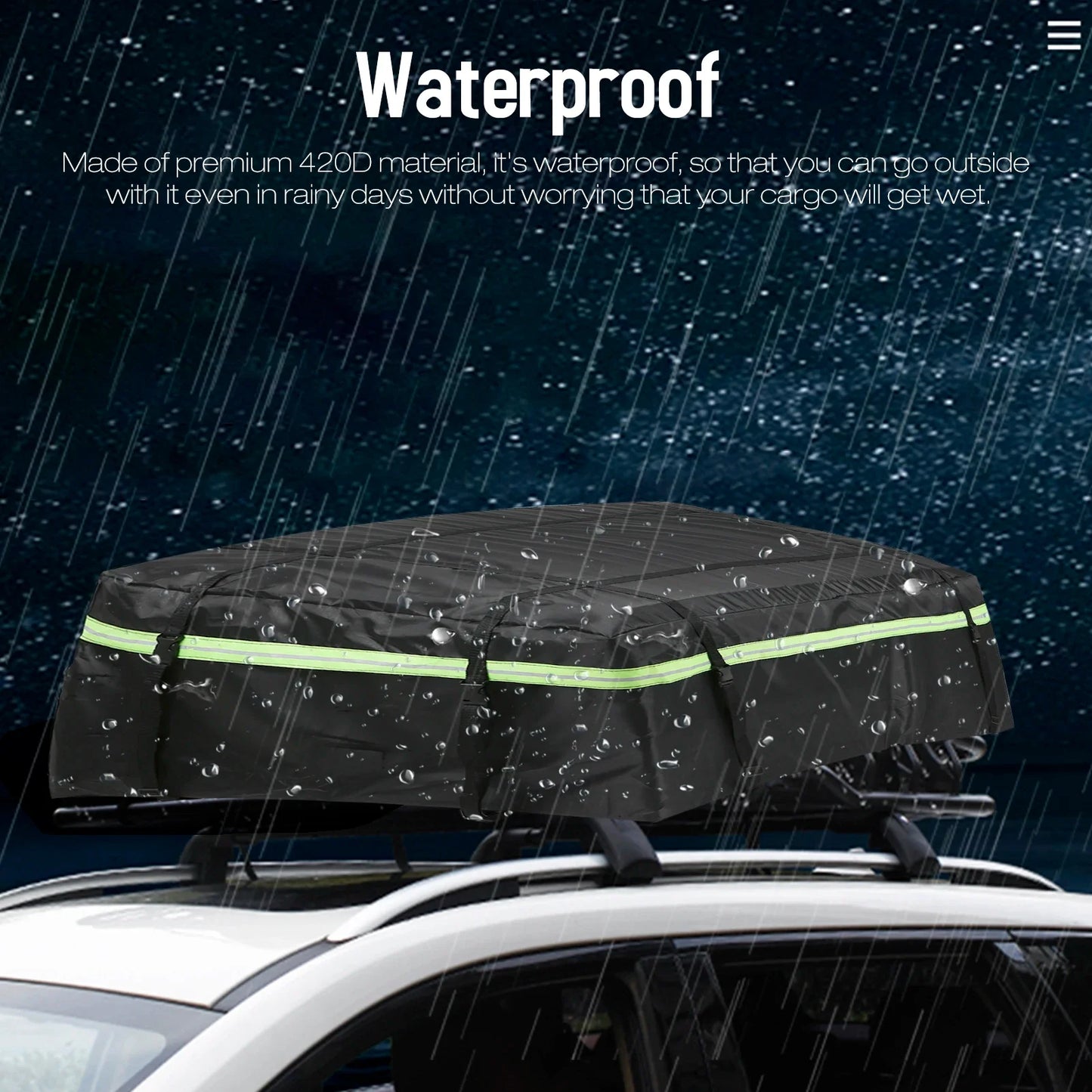 Waterproof Car Roof Cargo Bag Large Capacity Travel Carrier Black