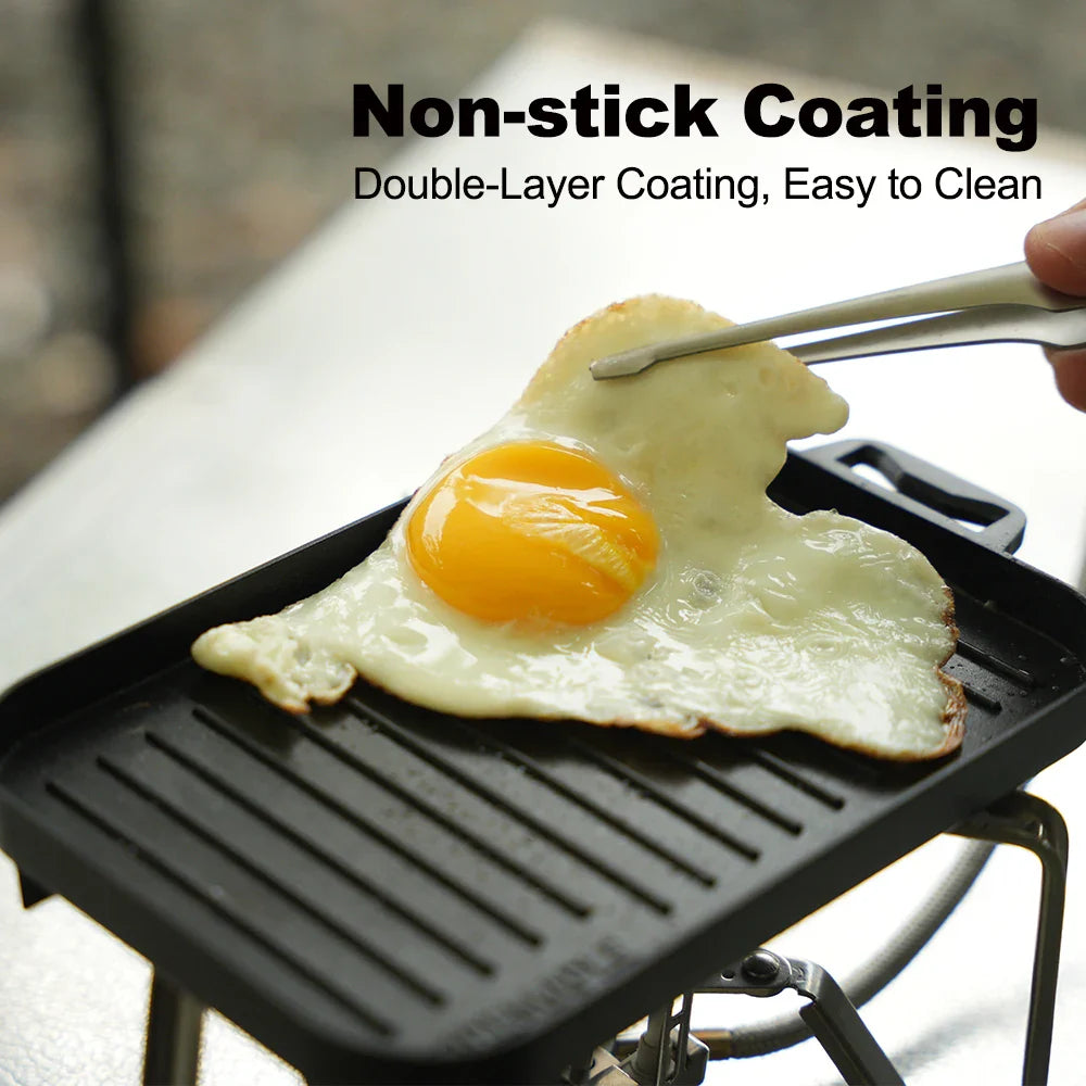 Mini Grill Plate Set – Non-Stick Aluminum Alloy Griddle with Tong Black