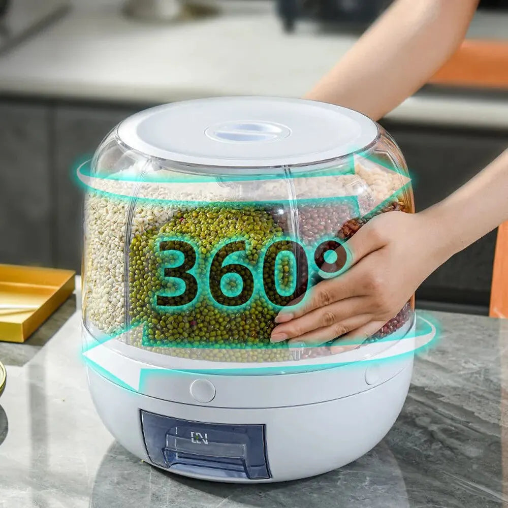 Rotating Rice Beans Grain Storage Container